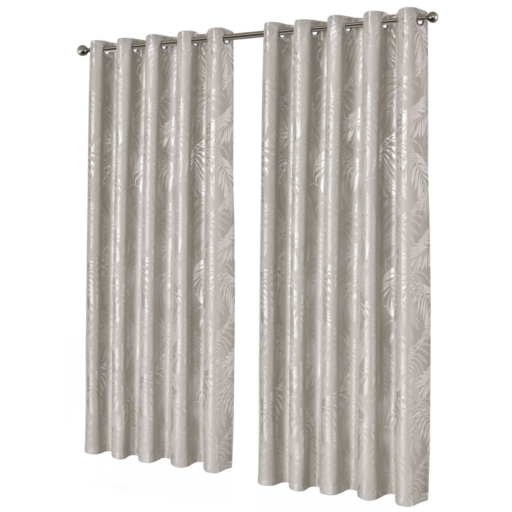 OLIVIA ROCCO Leaf Natural Sparkle Blackout Curtains: NATURAL / 66" (WIDTH) x 54" (DROP)