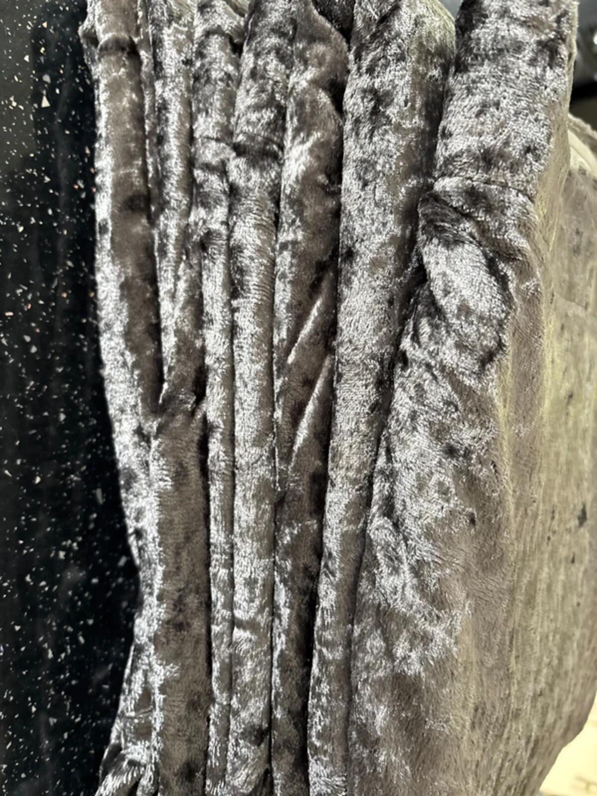 fully lined Charcoal Crushed Velvet Pencil Pleat Curtains 2 Panels W66 x L90