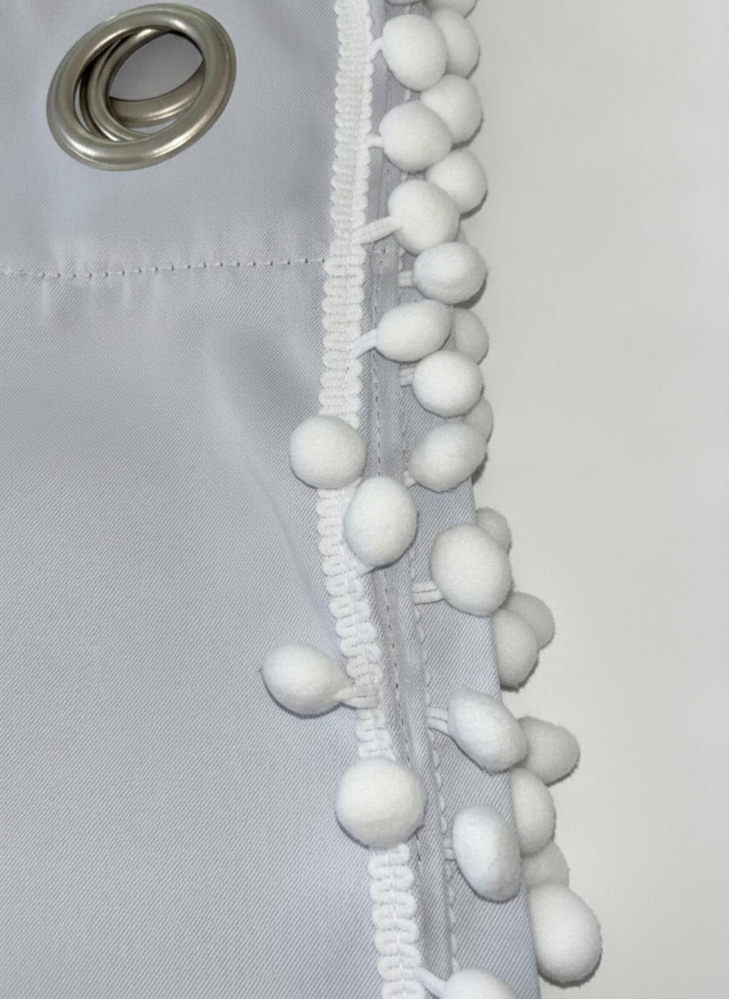 Greyish White Pom Pom Curtains 52Wx54L