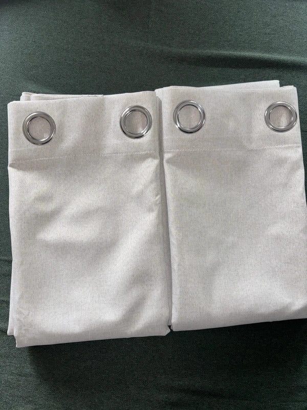💯 Blackout Faux linen Greyish white Curtains W66 x L72 Inch One Pair