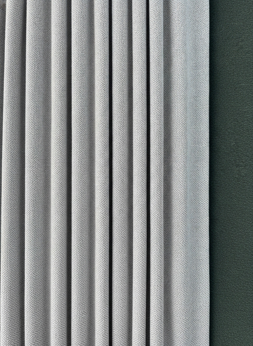 Luxury Heavyweight Herringbone Woven Curtains –Soft Grey -2 Panels – 90” x 90”