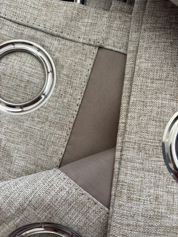 💯 Blackout Faux linen Curtains in Pale Khaki 46Wx54L x 2