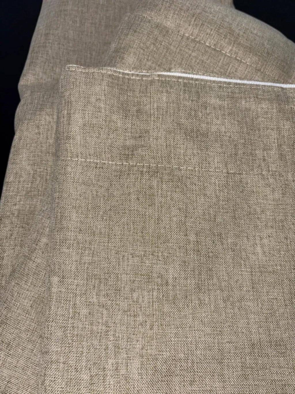Faux Linen pencil pleat Curtains in Beige W52 x L63 Inch Two Panels 💯 Blackout