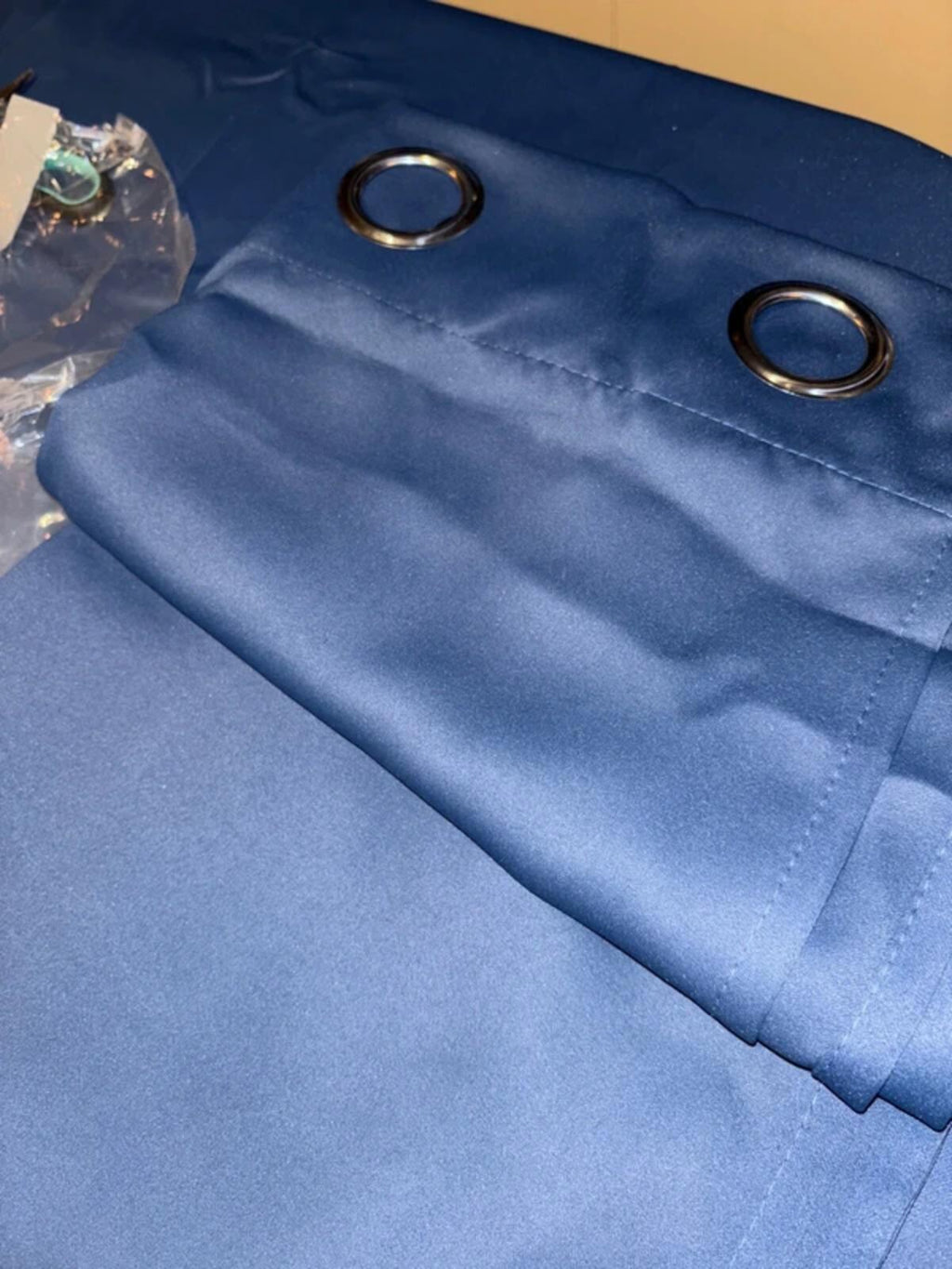 1 large curtain panel Navy eyelet 52W x 84L inch