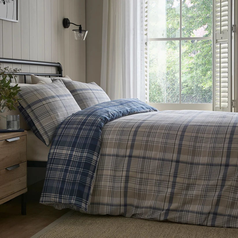 Bennet Check Duvet Cover Set in Navy