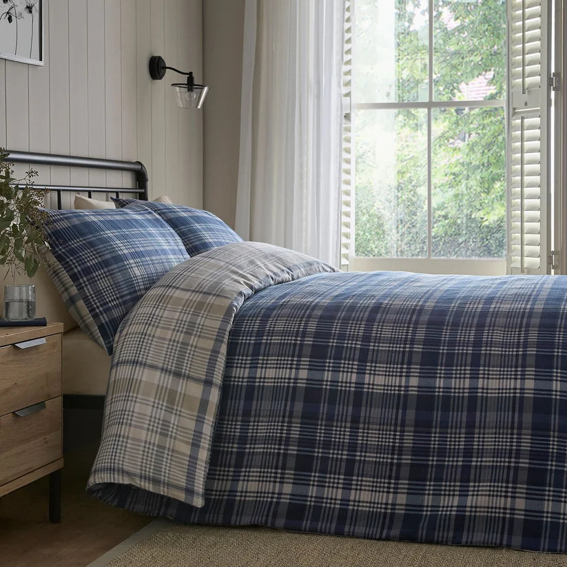 Bennet Check Duvet Cover Set in Navy