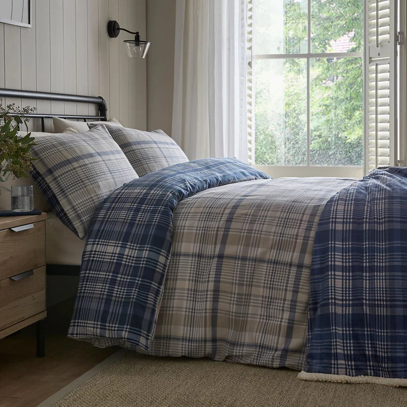 Bennet Check Duvet Cover Set in Navy