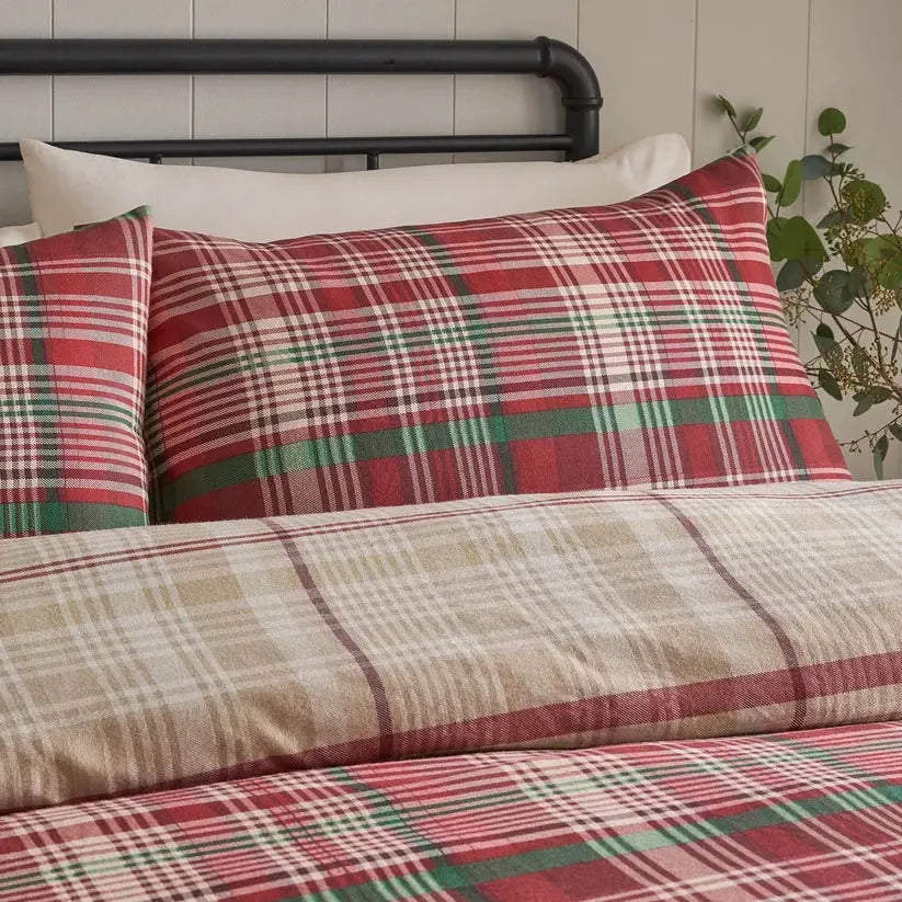Bennet Red Check 100% Brushed Cotton Duvet Cover Set Dreams & Drapes