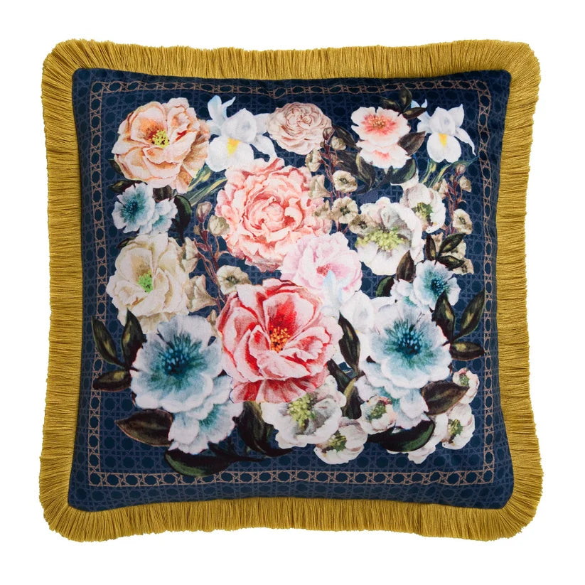 Bouquet List Cushion in Blue 43 x 43cm