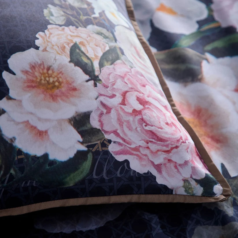 Bouquet List Duvet Cover Set in Navy