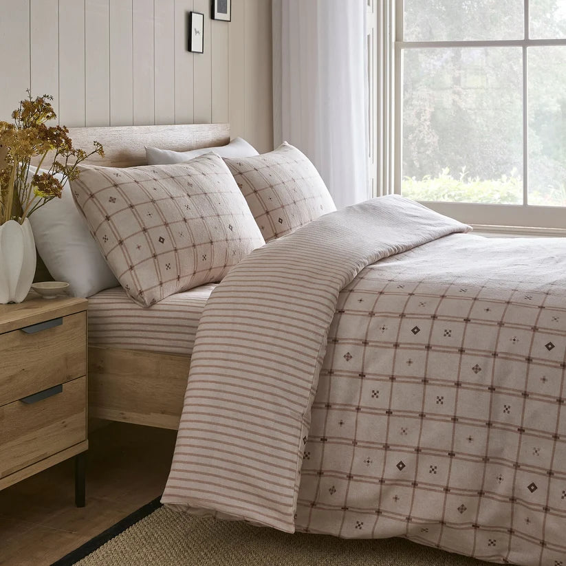 Cottage Check Duvet Cover Set in Natural
