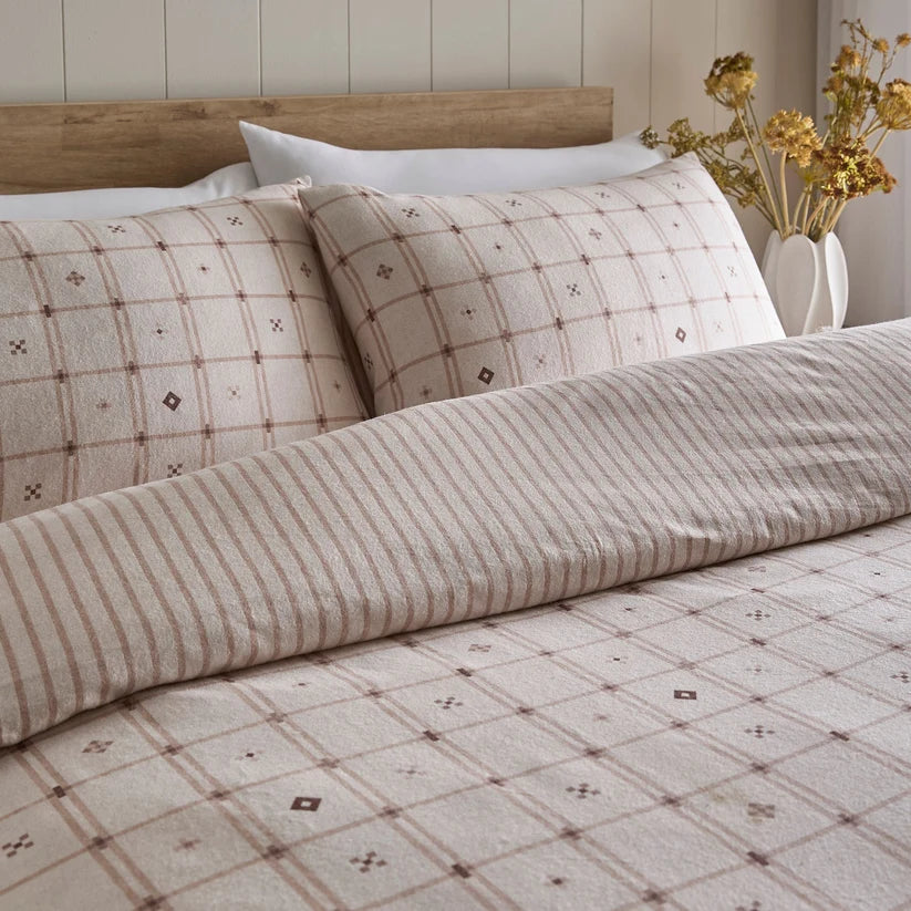 Cottage Check Duvet Cover Set in Natural
