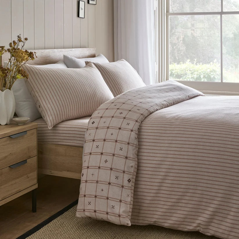 Cottage Check Duvet Cover Set in Natural