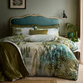 Soiree Hidden Garden green 100% cotton floral duvet cover set