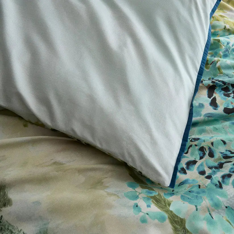 hidden Garden green teal botanical floral 100% cotton bedding