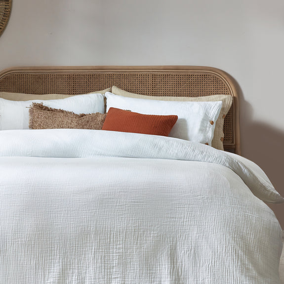 Lark Muslin 100% Cotton Duvet set in White