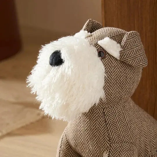 Brown Herringbone Schnauzer Dog Door Stop furn