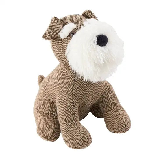 Brown Herringbone Schnauzer Dog Door Stop furn