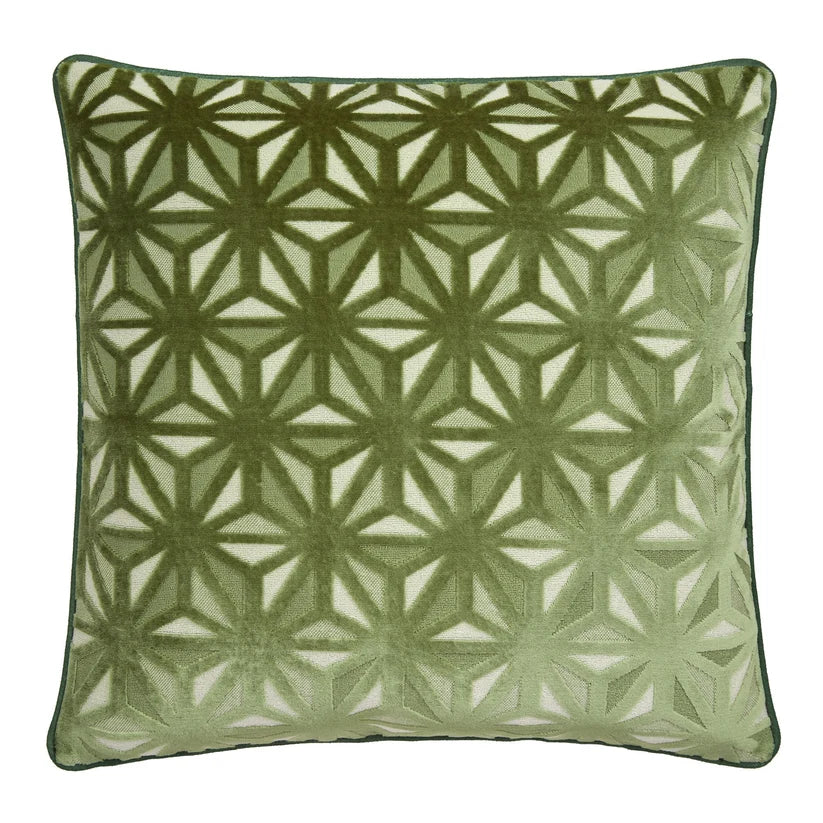 Star Geo filled  Cushion in Olive Green 43 x 43 cm