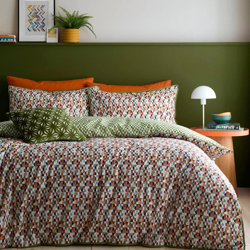 Star Geo filled  Cushion in Olive Green 43 x 43 cm