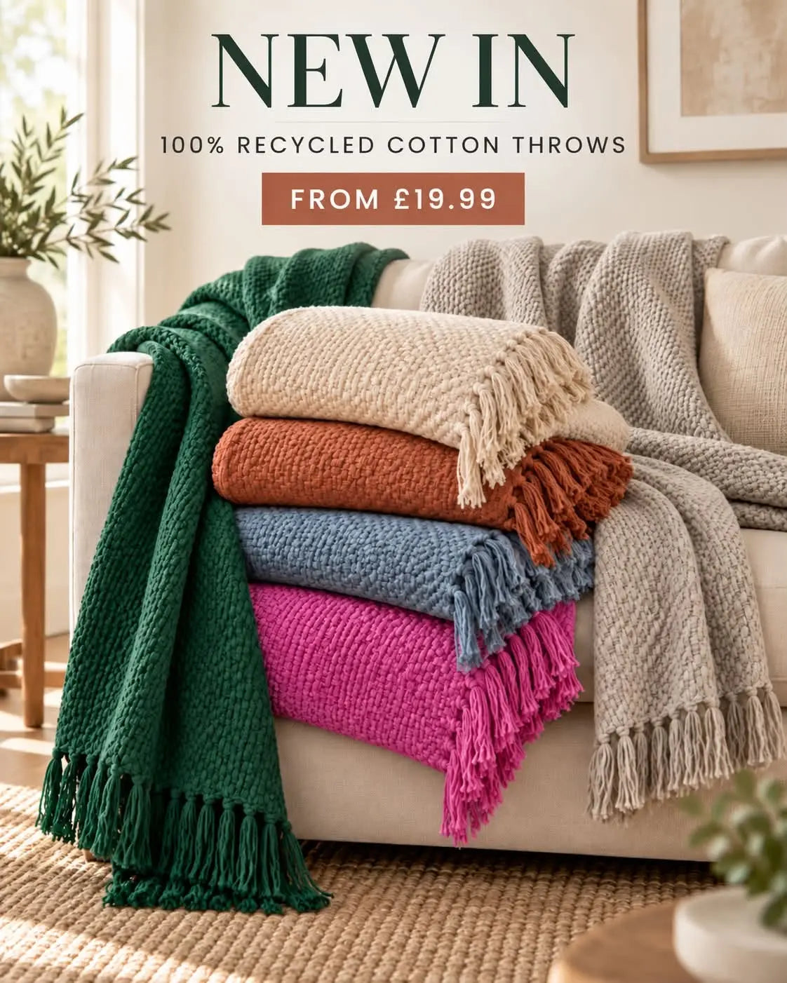 Drift Home Hayden 100% Cotton Textured Throw 130 × 180cm Drift Home