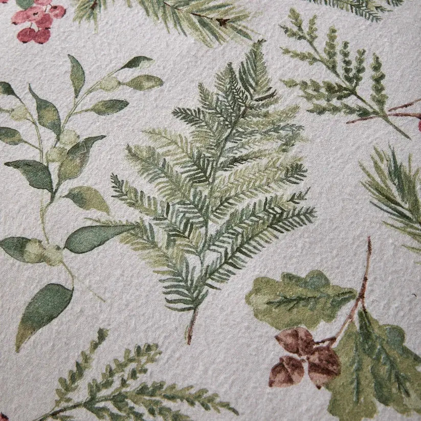 Dreams & Drapes Winter Sprigs reversible green brushed cotton duvet set