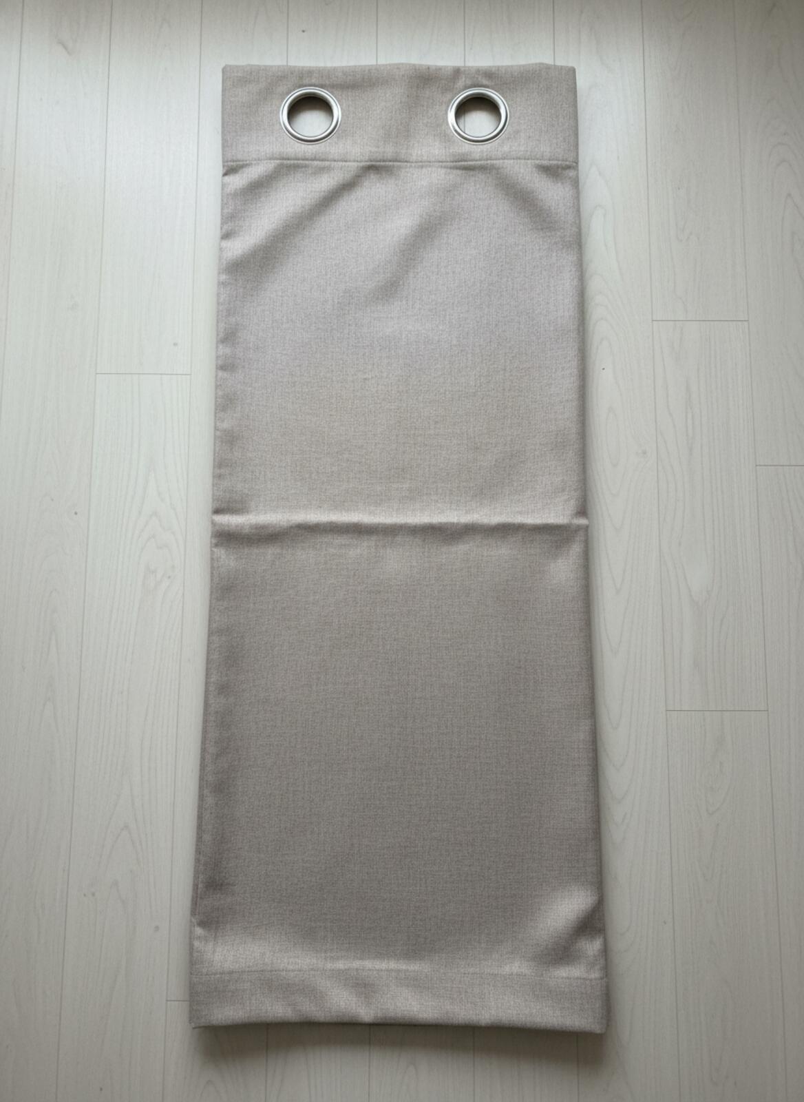 Deconovo Taupe Linen Eyelet Curtains 46W x L54  one Pair