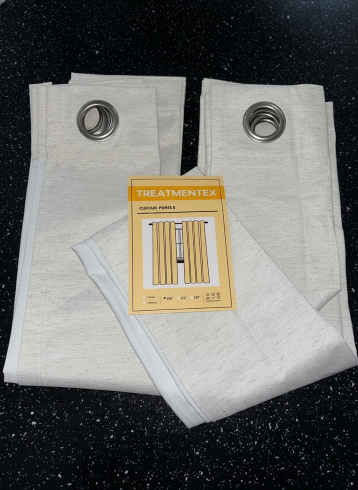 Treatmentex Curtain Panels W50x54L Cream Eyelet Drapes, 2 panels