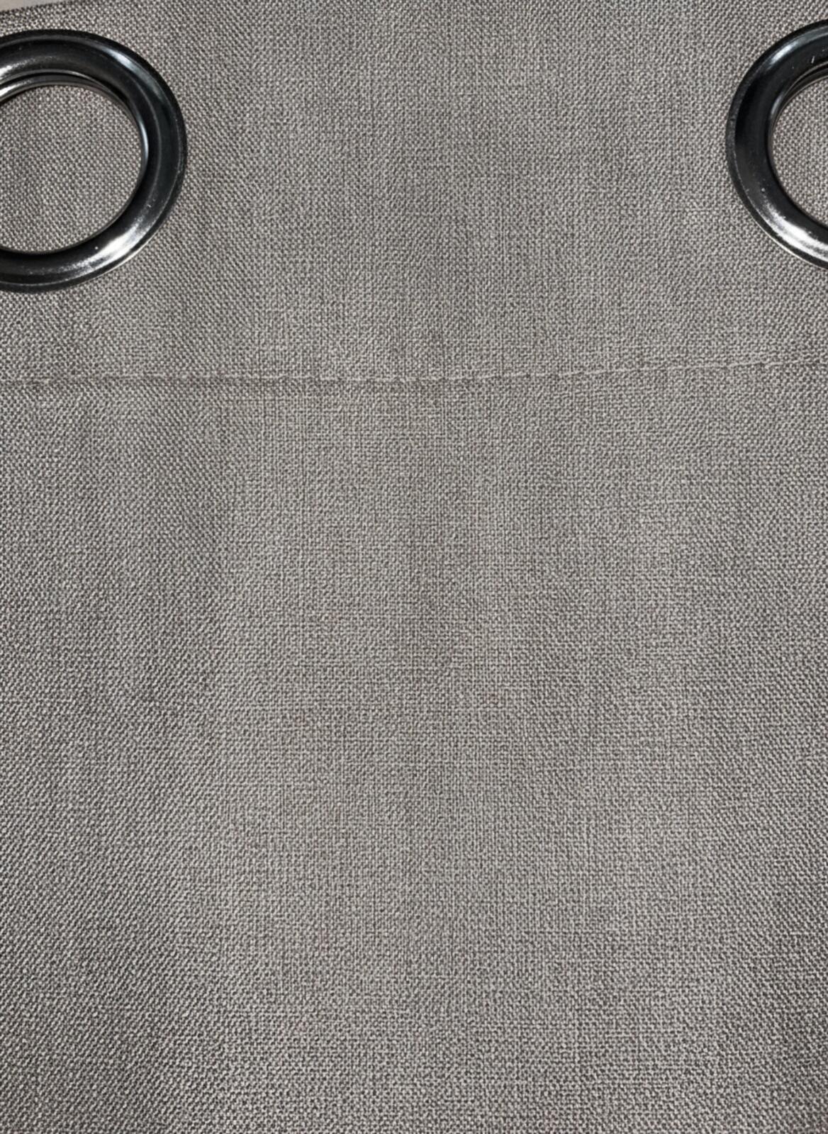 Deconovo Taupe Linen Eyelet Curtains 46W x L54  one Pair