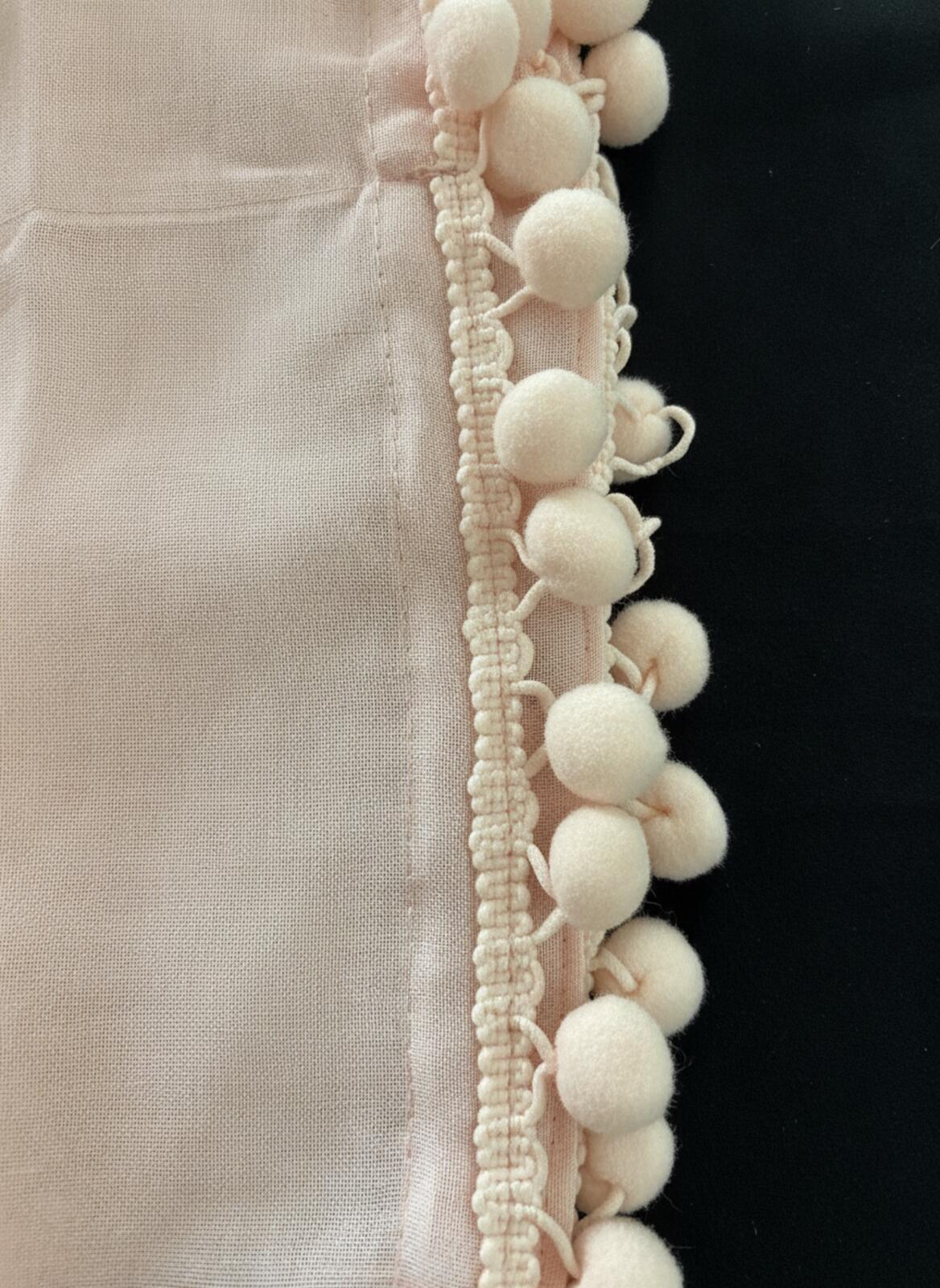 Sheer Pink Voile Curtains 2 Panels Pom Poms – W55 x D88 Inch