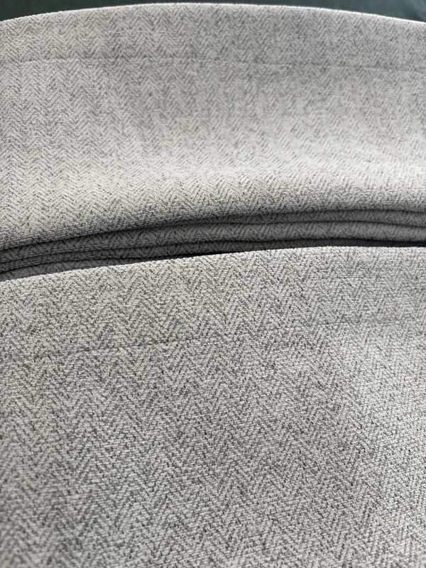 Luxury Heavyweight Herringbone Woven Curtains –Soft Grey -2 Panels – 90” x 90”