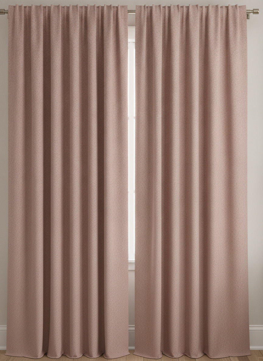 Luxury Heavyweight Herringbone Woven Curtains Blush Pink 2 Panels – 90” x 90”
