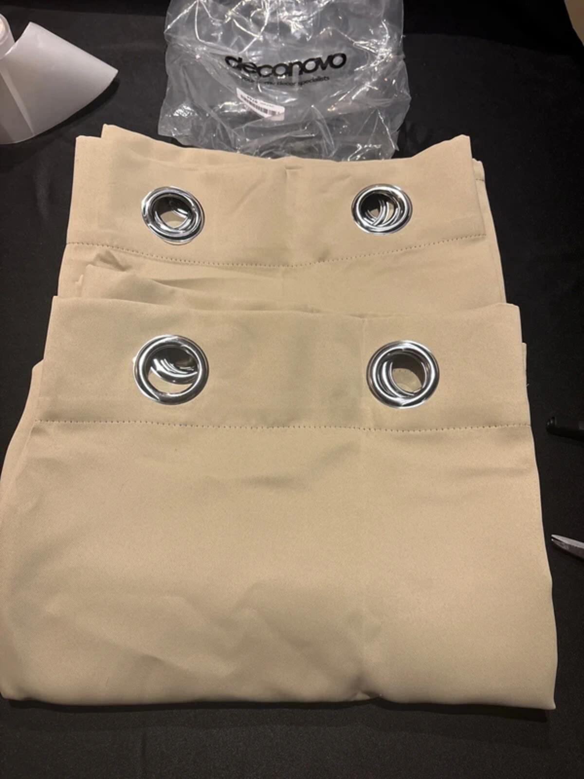 Super Soft  Eyelet Blackout Curtains 90" Width x72 Drop, 1 Pair, Beige rrp £46