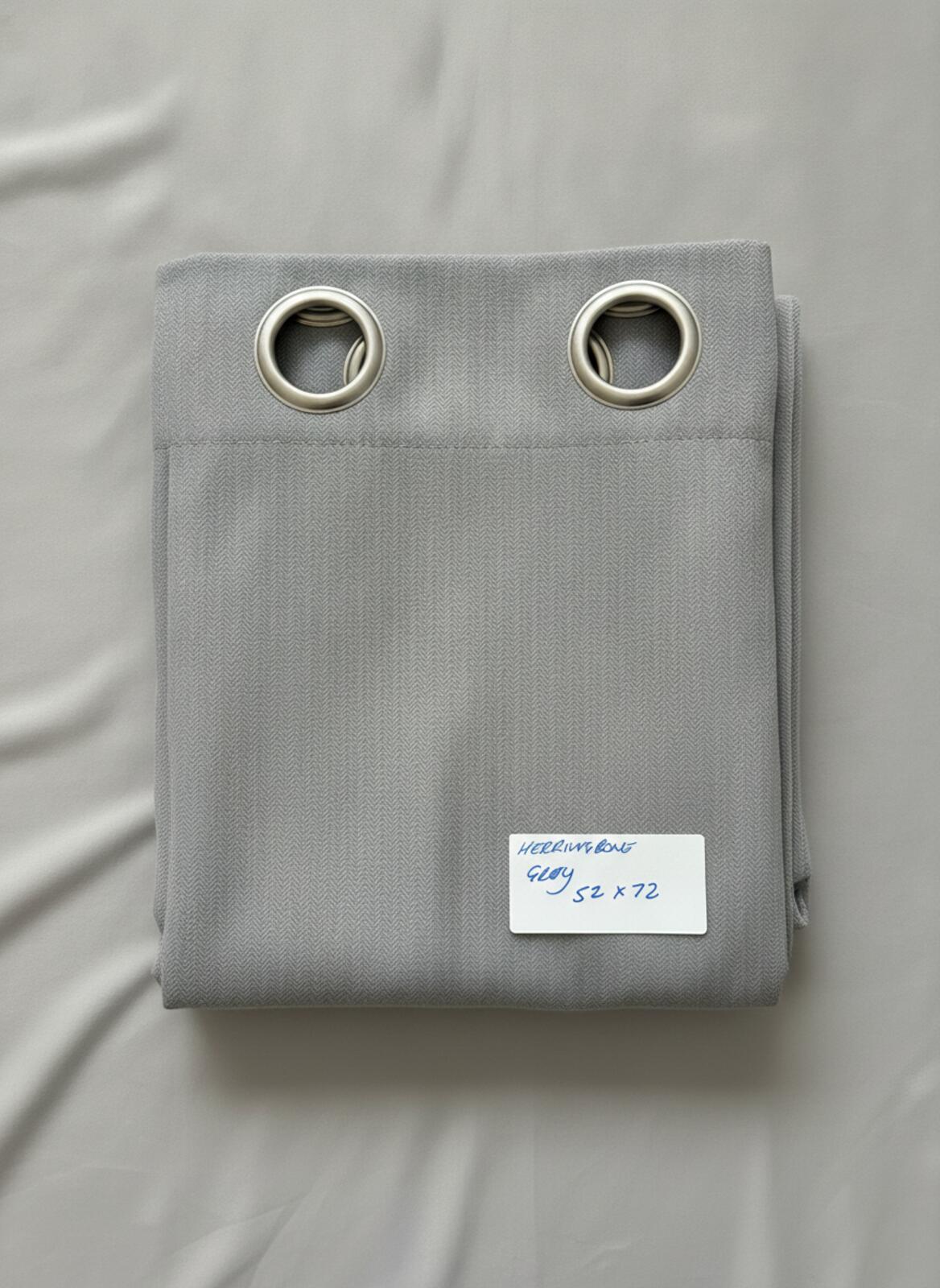 Textured Herringbone Curtains in Grey 52Wx72L