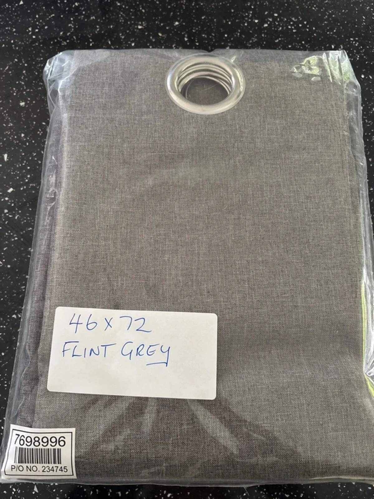 Linen look Flint Grey Blackout Curtains 46Wx72L 2 panels