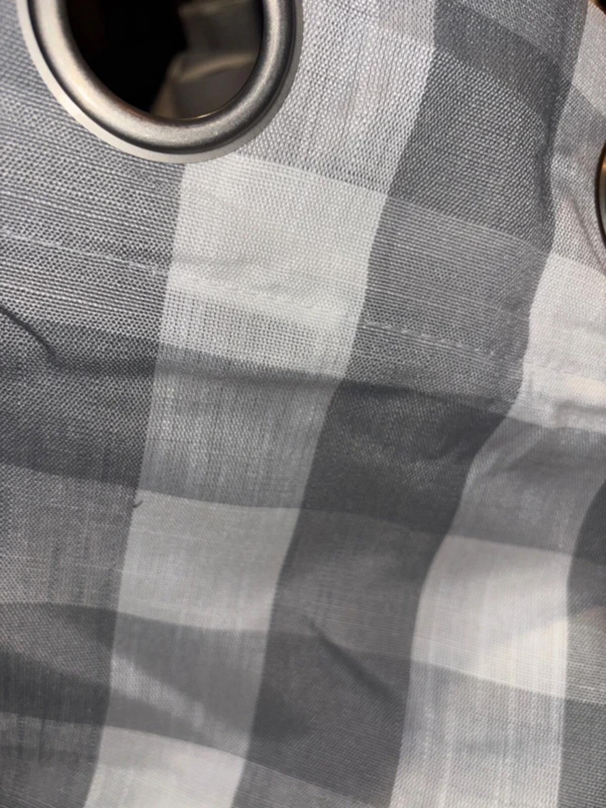 Grey White Gingham  semi Sheer Curtains 60x72 Inch