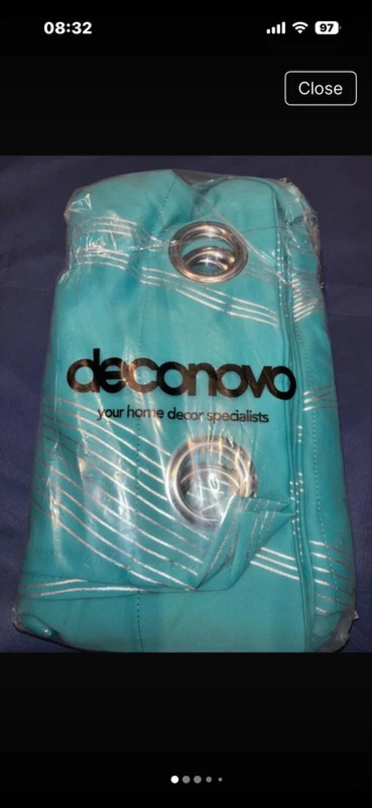 Blackout Turquoise with silver Wave Curtains 52Wx63L 2 panels