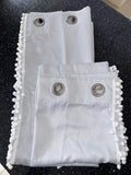 Greyish White Pom Pom Curtains 52Wx54L