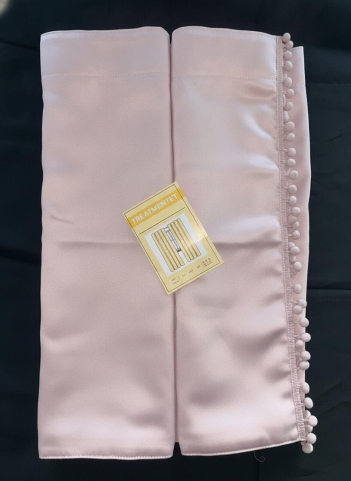 Pink Pom Pom Curtains Pencil pleat 2 panels 50Wx72L inches