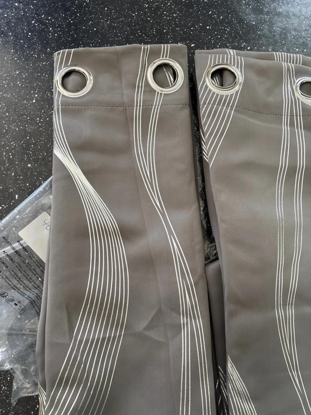 Grey with Silver wave Curtains 46Wx72L 1 pair