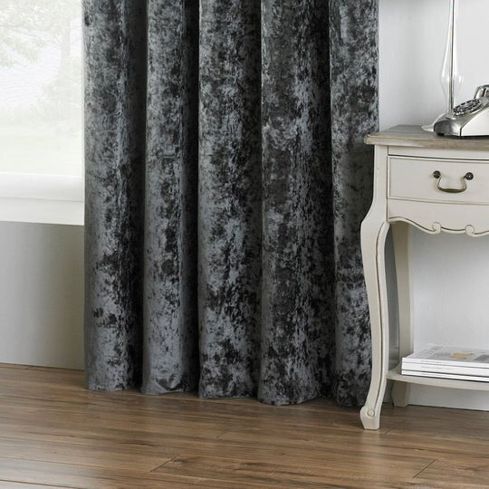 Verona Fully Lined Crushed Velvet Eyelet Curtains Petrol 66W x 108L inches