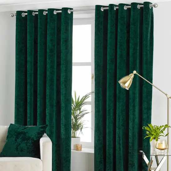 Opulent crushed Velvet Emerald Green Curtains  90"W x 54"L