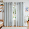 Linen Blend blue stripe Curtains 50Wx72L inches x 2