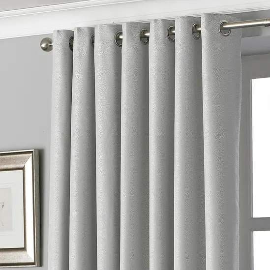Luxurious Paoletti Pendleton eyelet curtains 90"Wx90"L-Silver
