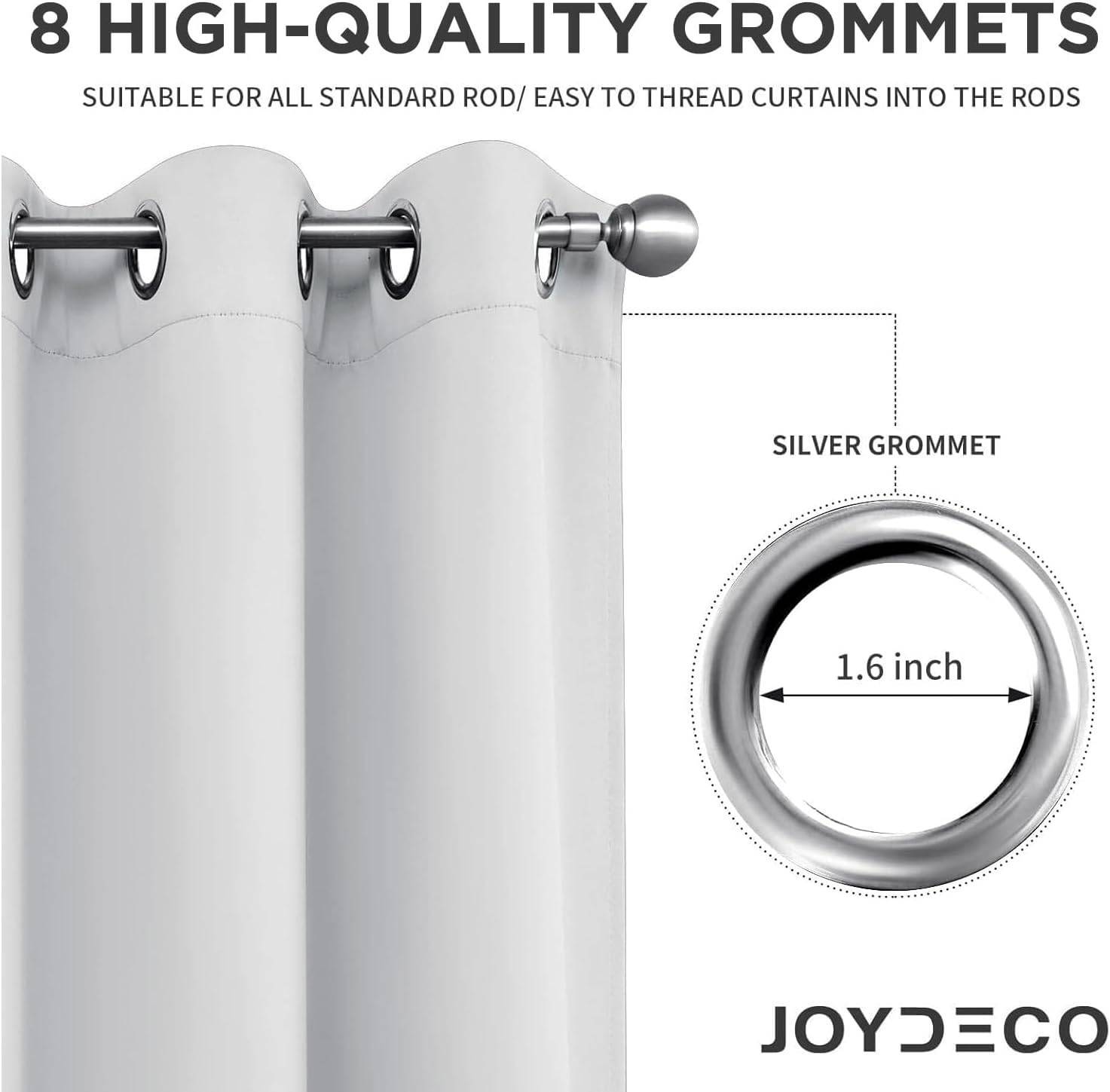 Joydeco Blackout Curtains for Bedroom 52W x 54L Inch, , 2 Panels - Greyish White