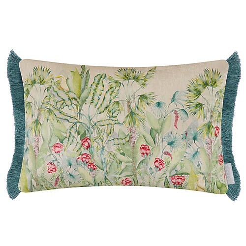Voyage Mangrove Printed Velvet  Cushion cover, Green, 40cm x 60cm