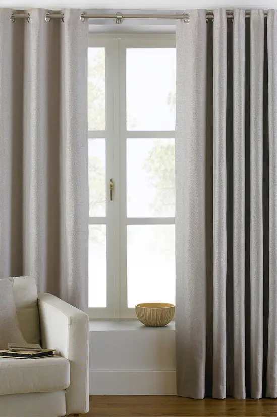 Atlantic Fully Lined Twill Woven Eyelet Curtains Natural 90W x 54L inches