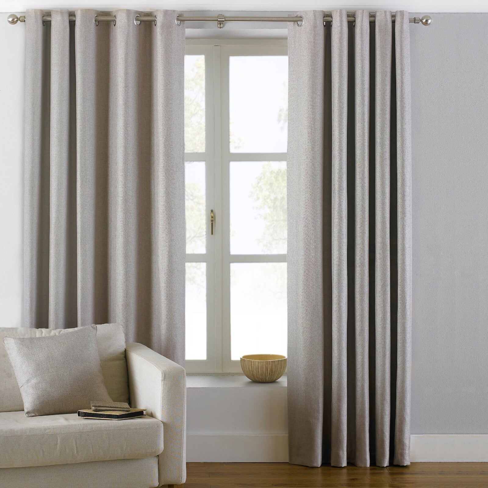 Atlantic Fully Lined Twill Woven Eyelet Curtains Natural 66Wx72L inches