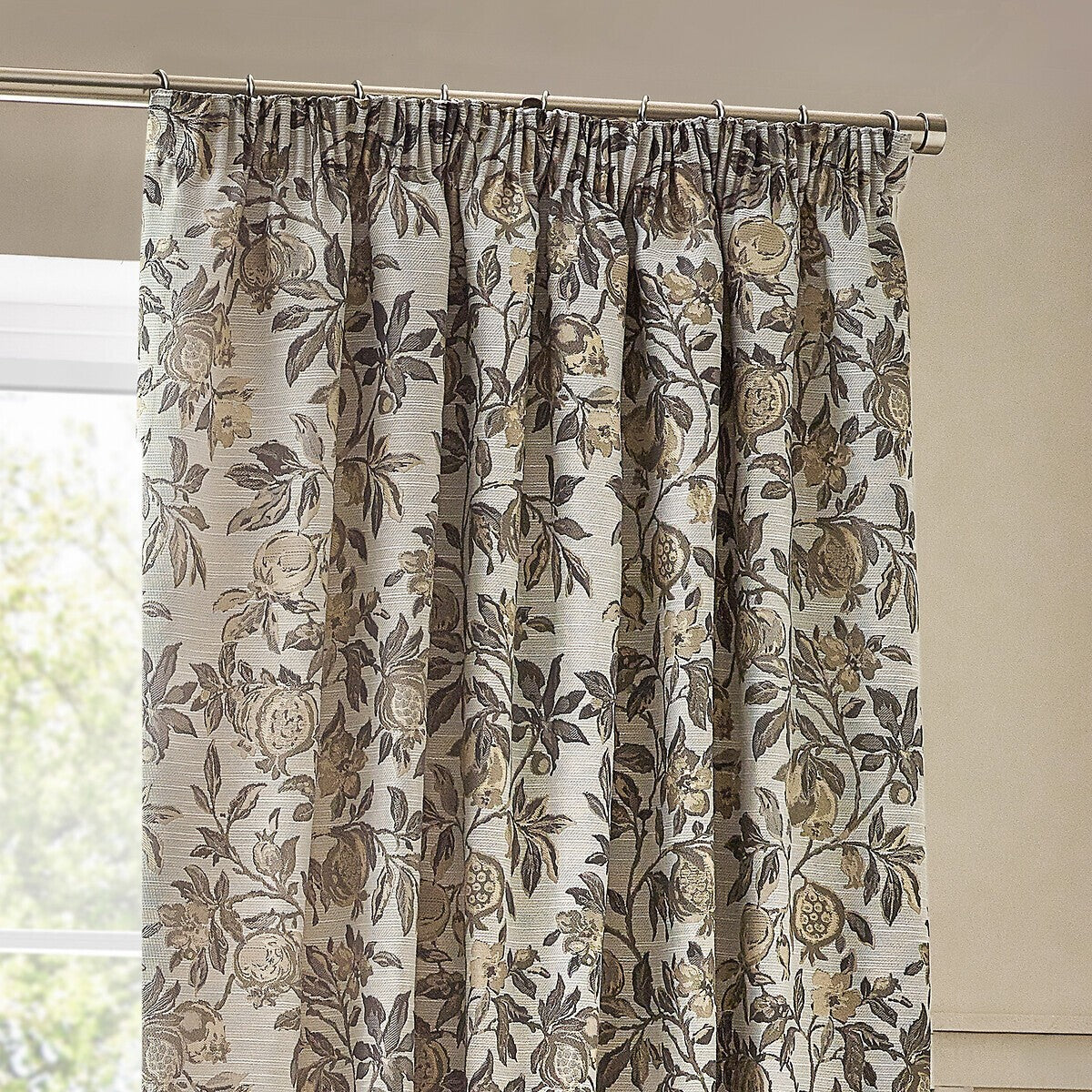 Pomegranate Floral Jacquard Pencil Pleat Curtains 46"Wx 72"L