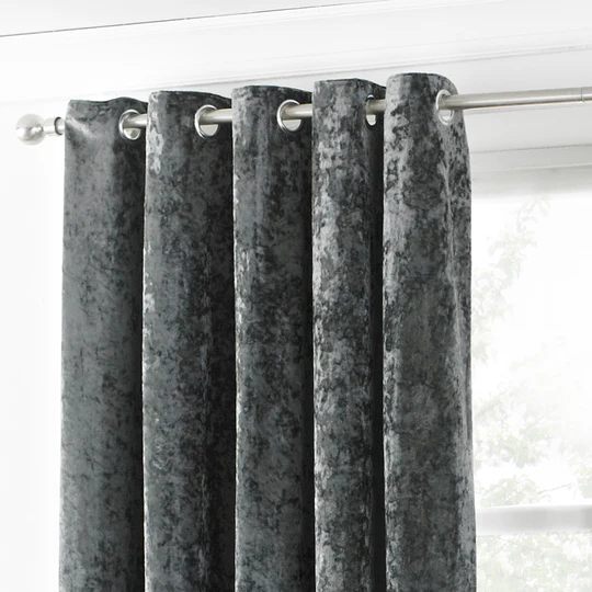Verona Fully Lined Crushed Velvet Eyelet Curtains Petrol 66W x 108L inches